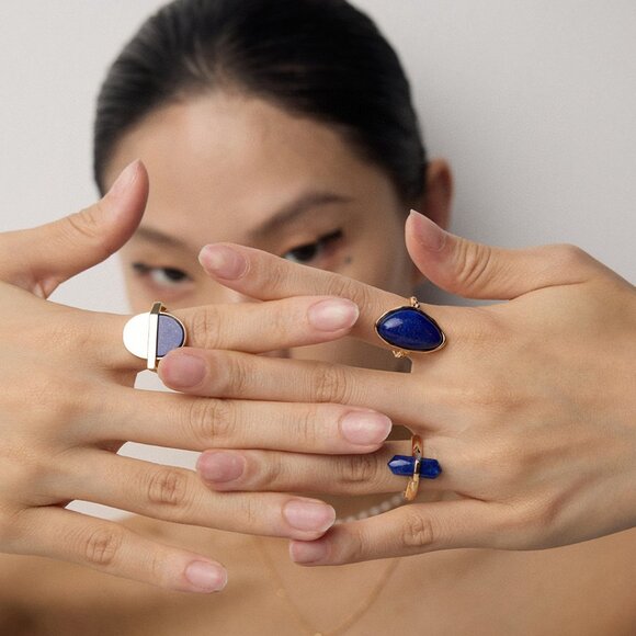 ✨ Artisan Original Lapis Lazuli Crystal Point Ring | S925 Gold Minimalist - Picture 12 of 14